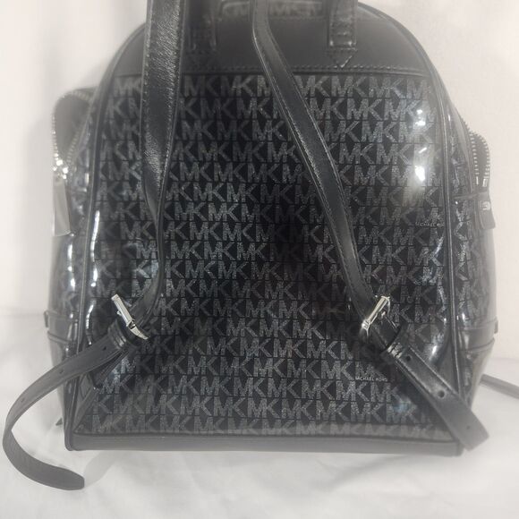 Michael Kors Black Signature Glossy XS Rhea Convertible Backpack Crossbody Bag main image 5